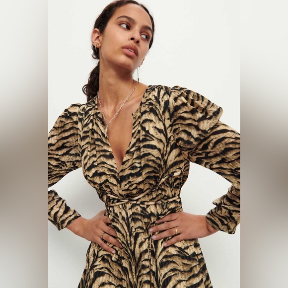 BA&SH Imany Zebra print long sleeve maxi dress - Picture 5 of 8